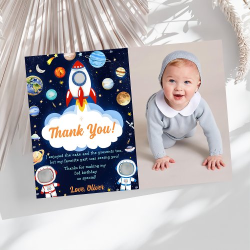 Astronaut Outer Space Birthday Thank You Card 