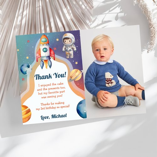 Astronaut Outer Space Birthday Thank You Card 