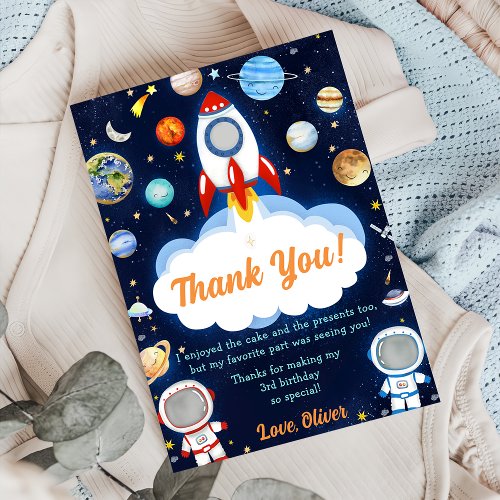 Astronaut Outer Space Birthday Thank You Card