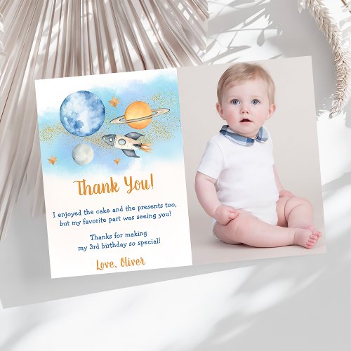 Astronaut Outer Space Birthday Thank You Card 