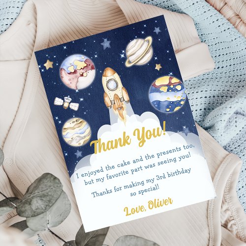 Astronaut Outer Space Birthday Thank You Card