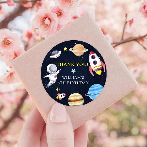 Astronaut Outer Space Birthday Thank You Classic Round Sticker