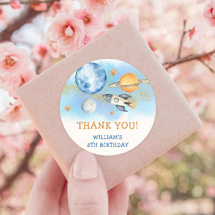 Astronaut Outer Space Birthday Thank You Classic Round Sticker