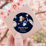 Astronaut Outer Space Birthday Thank You Classic Round Sticker<br><div class="desc">Astronaut Outer Space Birthday Thank You Classic Round Sticker</div>