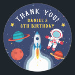 Astronaut Outer Space Birthday Thank You Classic Round Sticker<br><div class="desc">Astronaut Outer Space Birthday Thank You Classic Round Sticker</div>