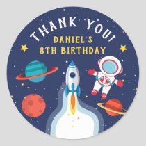 Astronaut Outer Space Birthday Thank You Classic Round Sticker