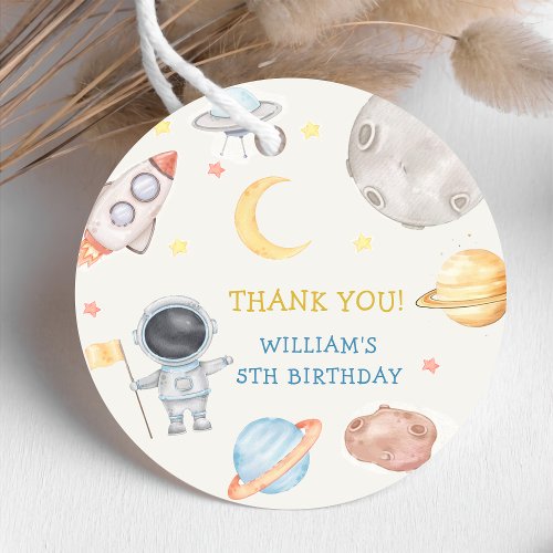 Astronaut Outer Space Birthday Thank You Favor Tag