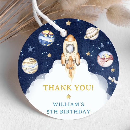 Astronaut Outer Space Birthday Thank You Favor Tag