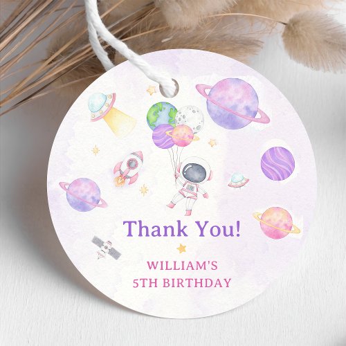 Astronaut Outer Space Birthday Thank You Favor Tag
