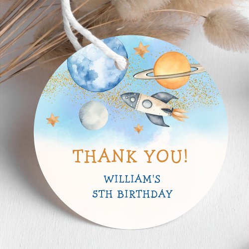 Astronaut Outer Space Birthday Thank You  Favor Tags