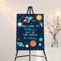 Astronaut Outer Space Birthday Welcome Foam Board