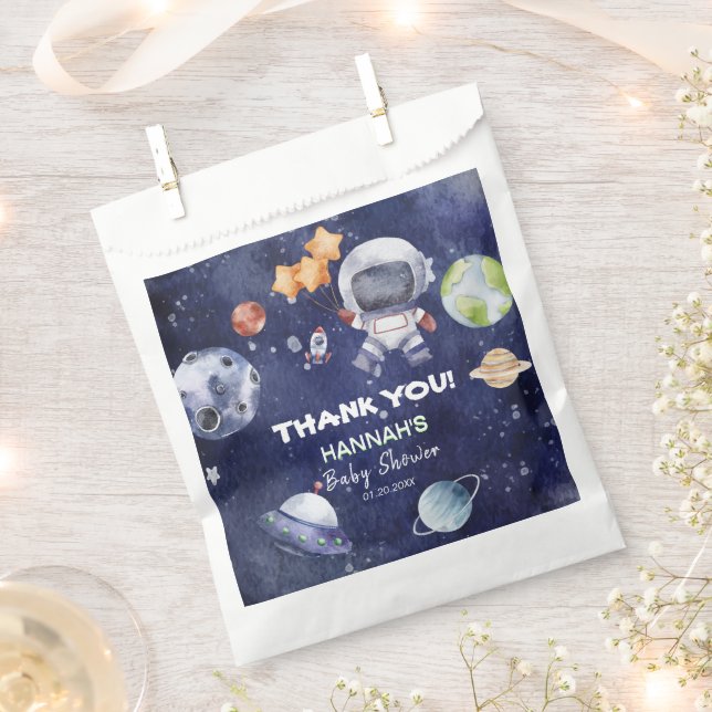 Astronaut Outer Space Boy Baby Shower Party Favor Bag (Clipped)