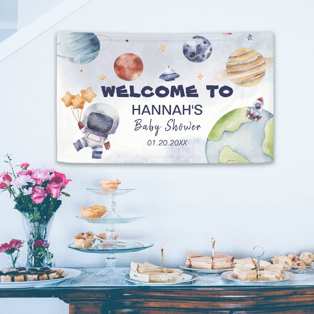 Astronaut Outer Space Boy Baby Shower Welcome Banner (Astronaut Outer Space Boy Baby Shower Welcome Banner)