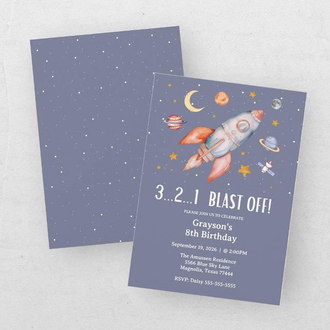 Astronaut Outer Space Boy Birthday Invitation (Creator Uploaded)