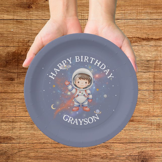 Astronaut Outer Space Boy Birthday Paper Plates (Creator Uploaded)