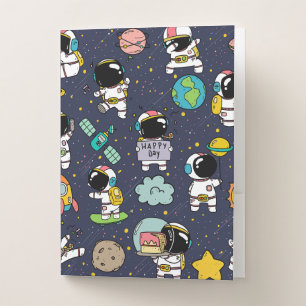 Astronaut Outer Space Cartoon  Pocket Folder