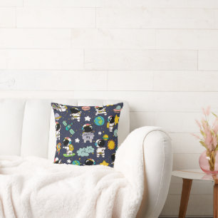 Astronaut Outer Space Cartoon  Throw Pillow