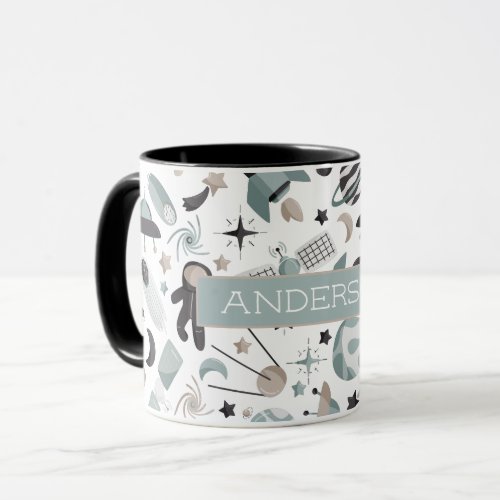 Astronaut Outer Space Explorer Cool Blue Pattern Mug