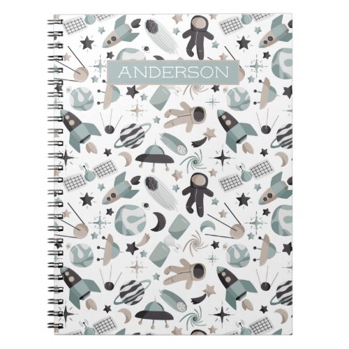 Astronaut Outer Space Explorer Cool Blue Pattern Notebook