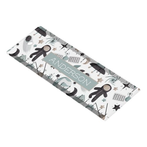Astronaut Outer Space Explorer Cool Blue Pattern Ruler