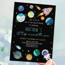 Astronaut Outer Space First Birthday Invitation