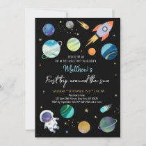 Astronaut Outer Space First Birthday Invitation