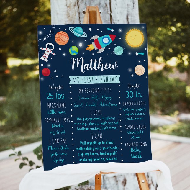 Astronaut Outer Space First Birthday Milestone Foam Board (Creator Uploaded)