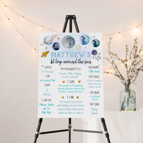 Astronaut Outer Space First Birthday Milestone Foam Board