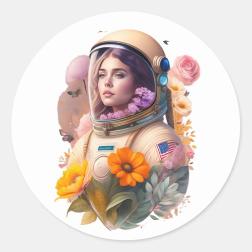 Astronaut Outer Space Floral stickers