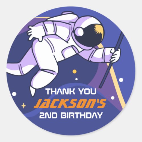 Astronaut Outer Space Galaxy Kids Birthday Party Classic Round Sticker