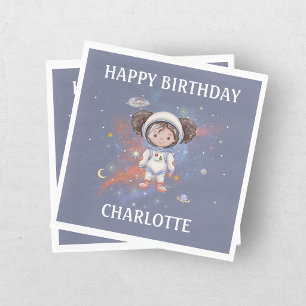 Astronaut Outer Space Girl Birthday Napkins