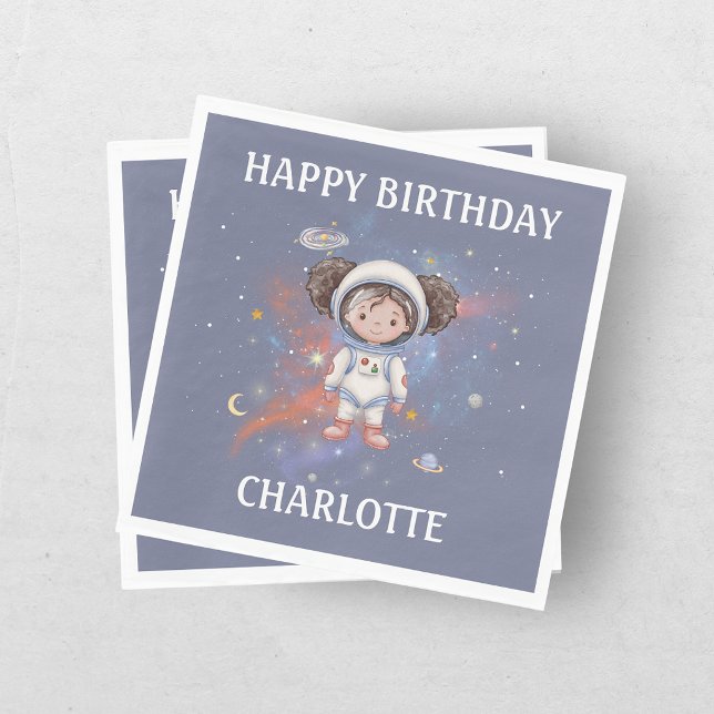 Astronaut Outer Space Girl Birthday Napkins (Creator Uploaded)