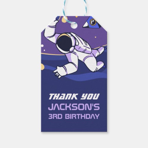 Astronaut Outer Space Kids Birthday Party Favor Gift Tags