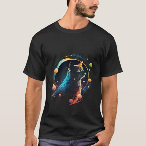 Astronaut Outer Space Kitty On Galaxy Cat T_Shirt