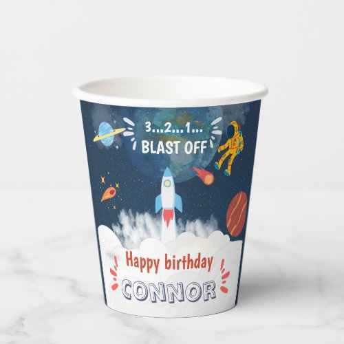 Astronaut Outer Space Name Paper Cups