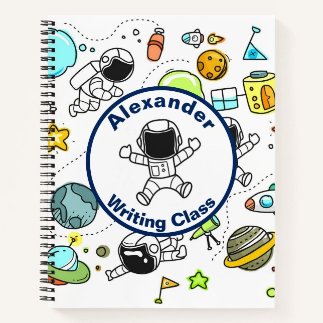 Astronaut Outer Space Personalized Back To School Notebook (Front)