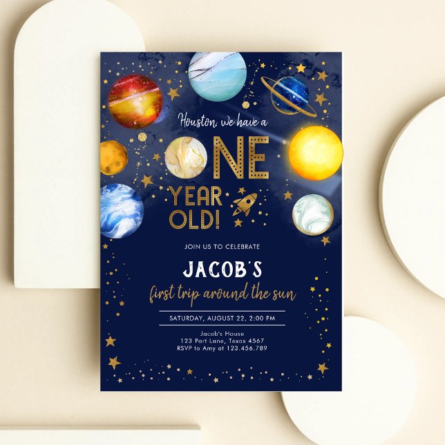 Astronaut Outer Space Planet Galaxy 1st Birthday Invitation (Creator Uploaded)