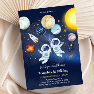 Astronaut Outer Space Planet Galaxy Birthday Invitation
