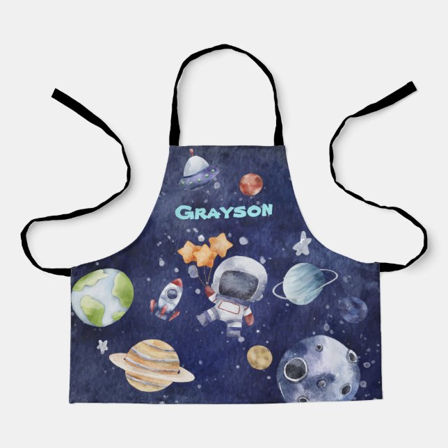 Astronaut Outer Space Planet Kids Apron (Front)
