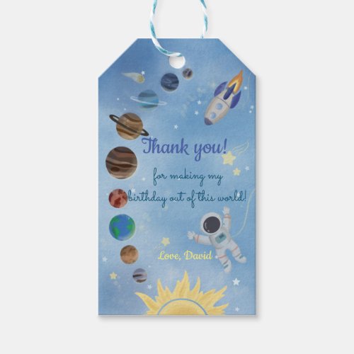 Astronaut Outer Space Planets Birthday Gift Tag