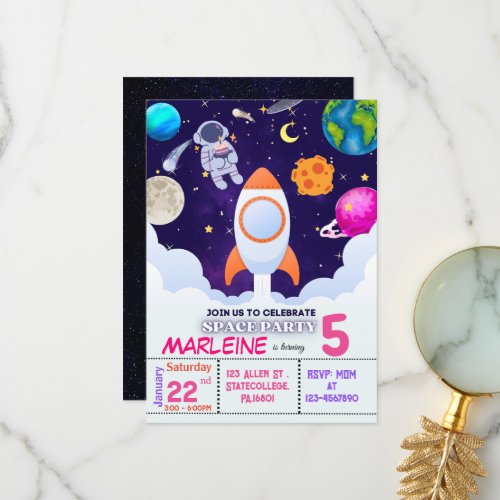 Astronaut Outer spacePlanets Birthday Invitation