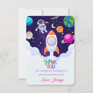 Astronaut,Outer space,Planets Thank You Favor Tag Card