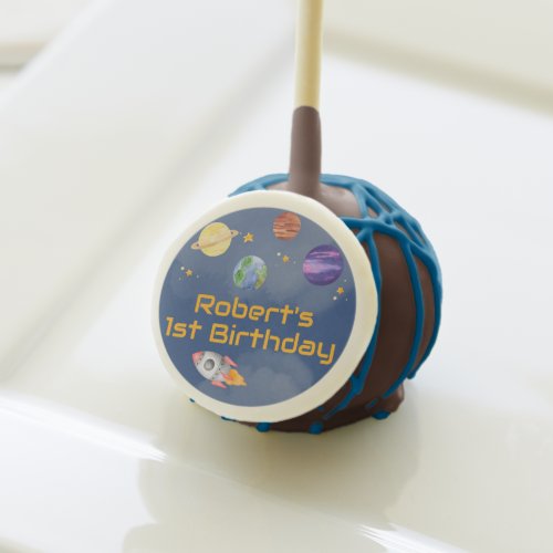 Astronaut Outer Space Planets Watercolor Birthday Cake Pops