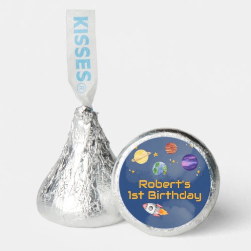 Astronaut Outer Space Planets Watercolor Birthday Hersheys Kisses