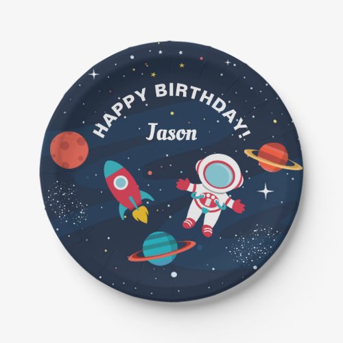 Astronaut Outer Space Rocket Ship Birthday Paper Plates