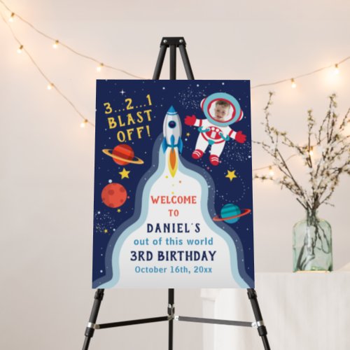 Astronaut Outer Space Rocket Ship Birthday Photo Foam Board