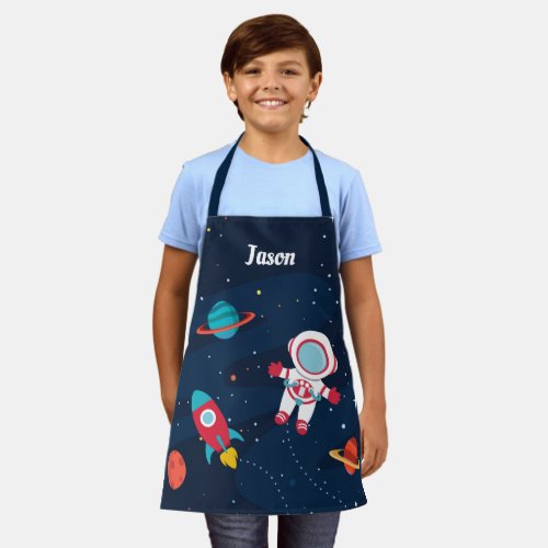 Astronaut Outer Space Rocket Ship Personalized Apron