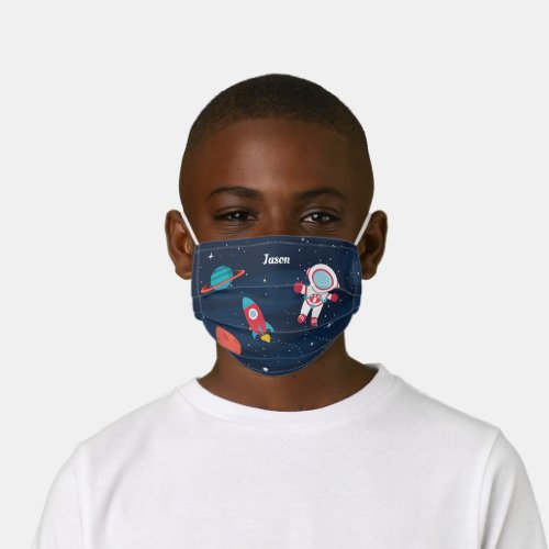 Astronaut Outer Space Rocket Ship Personalized Kids Cloth Face Mask