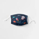 Astronaut Outer Space Rocket Ship Personalized Kids' Cloth Face Mask (Front, Unfolded)