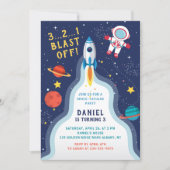 Astronaut Outer Space Rocket Ship Planet Birthday Invitation (Front)